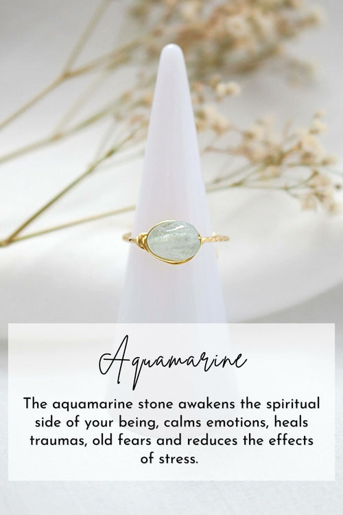 18K Natural Crystals Hand Wired Solitaire Ring